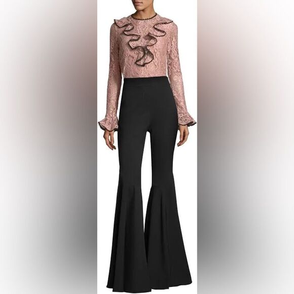 NWOT Alexis Addie Bell Sleeve Ruffle Lace Blouse in Blush/Black. Size XS. - Picture 3 of 9